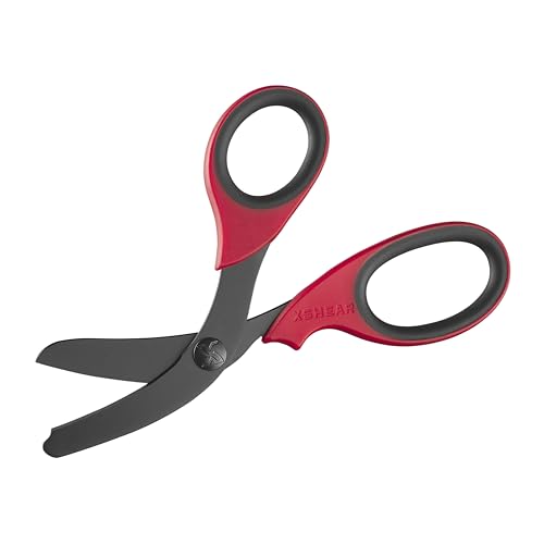 xShear® 7.5” Extreme Duty Trauma Shears - Black Titanium Coated Blades, The perfect scissors for the Paramedic, EMT, Nurse or any Emergency Healthcare Provider (Red/Black) - Image 2