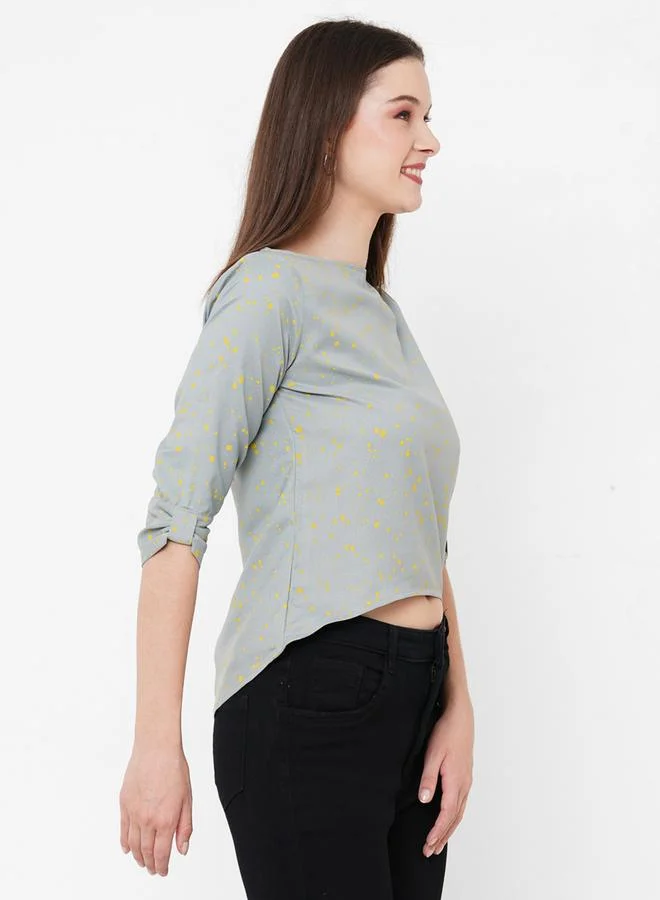 Mish Women Grey Top with Keyhole Detail