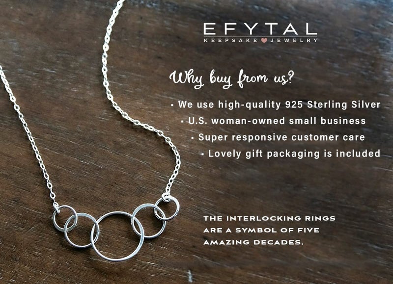 EFYTAL 50th Birthday Gifts for Her, Classy Sterling Silver 5 Circle Necklace, Clever 1975 50th Birthday Gifts for Women, 50 and fabulous - Image 2