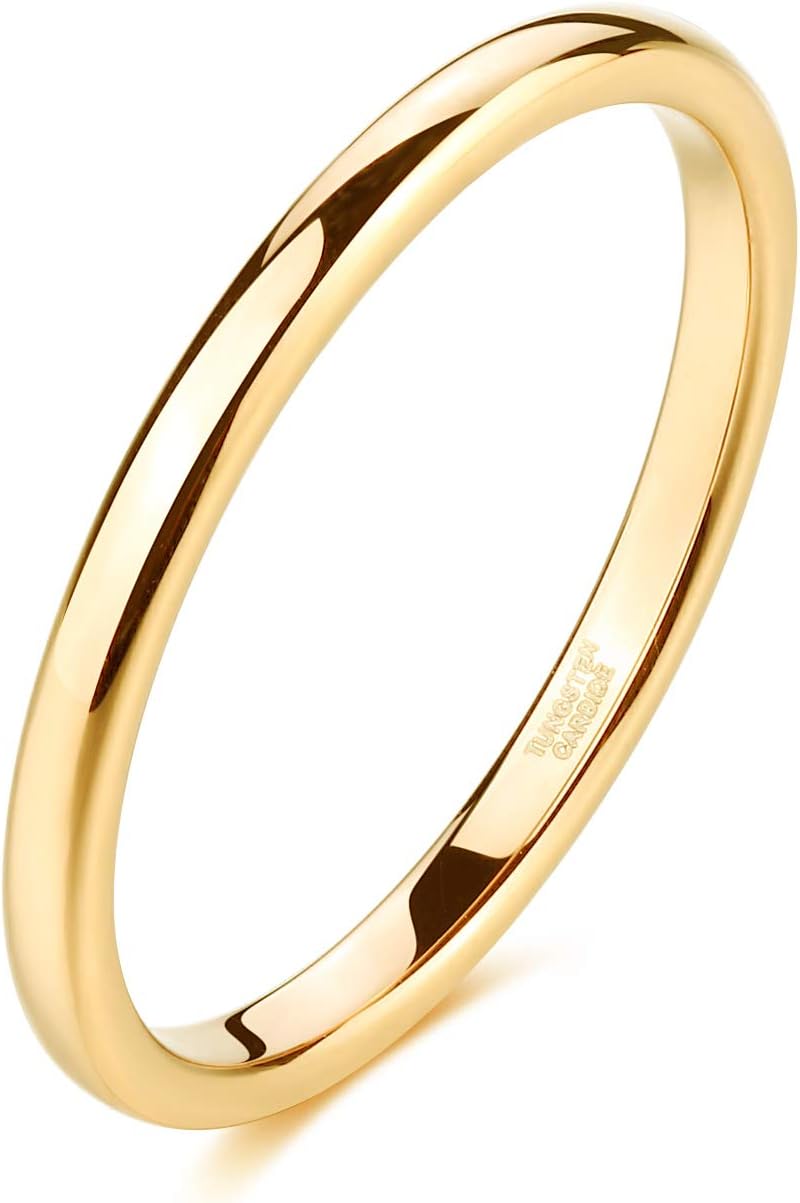 TRUMIUM 2mm Gold Plated Tungsten Wedding Band Ring for Men and Women - Image 1