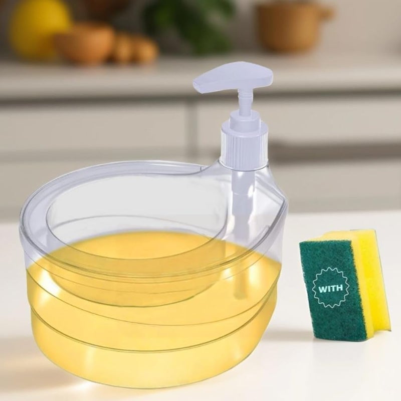 BENAVJI BENAVJI Double Layer 2 in 1 Liquid soap Dispenser with Sponge Holder for Kitchen Sink, dishwash, Soap Dishwasher Liquid Holder Kitchen Sink Accessories Items Pack of 1  - Image 1