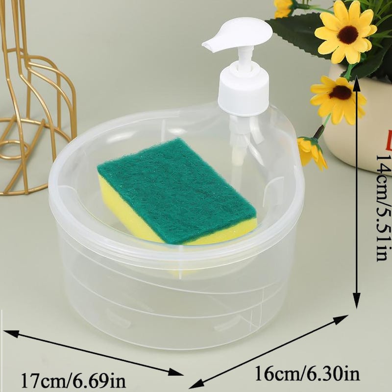 BENAVJI BENAVJI Double Layer 2 in 1 Liquid soap Dispenser with Sponge Holder for Kitchen Sink, dishwash, Soap Dishwasher Liquid Holder Kitchen Sink Accessories Items Pack of 1  - Image 2