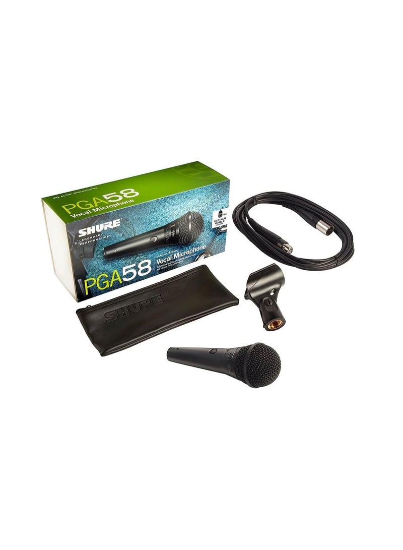 شور Shure Pga58, Cardioid Dynamic Vocal Microphone, Professional Recording For Live Performance, Pc Gaming & Streaming, XLr To Qtr Cable, Black, Pga58-XLr SHURE-PGA58-XLR-E black - Image 2