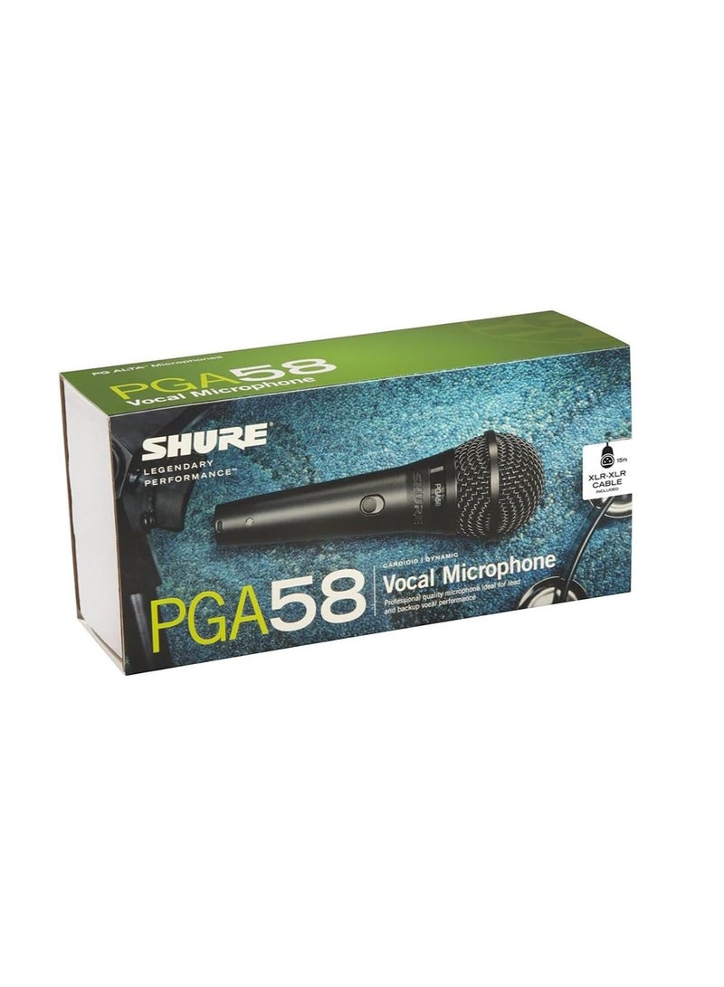 شور Shure Pga58, Cardioid Dynamic Vocal Microphone, Professional Recording For Live Performance, Pc Gaming & Streaming, XLr To Qtr Cable, Black, Pga58-XLr SHURE-PGA58-XLR-E black - Image 3