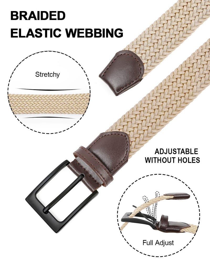 FAIRWIN Men's Golf Belt, Stretch Braided Elastic Woven Casual Jeans Belts 1 3/8" Nylon Web Work Belts for Men - Image 2