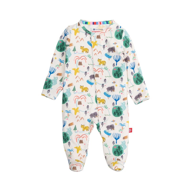 Magnetic Me Boys Modal Magnetic Baby Footie Pajamas | Silky Soft Modal Fabric | Wooly Big Deal | 18-24 Months - Image 1