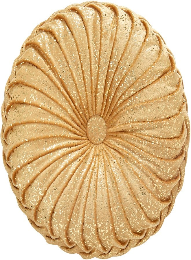 EUCIOR Round Throw Pillows,Golden Throw Pillows,Soft Spandex Velvet Fabric,Pumpkin Pleated Handmade Gold Round Velvet Decorative Pillow for Sofa Bedroom Livingroom(Golden) - Image 3