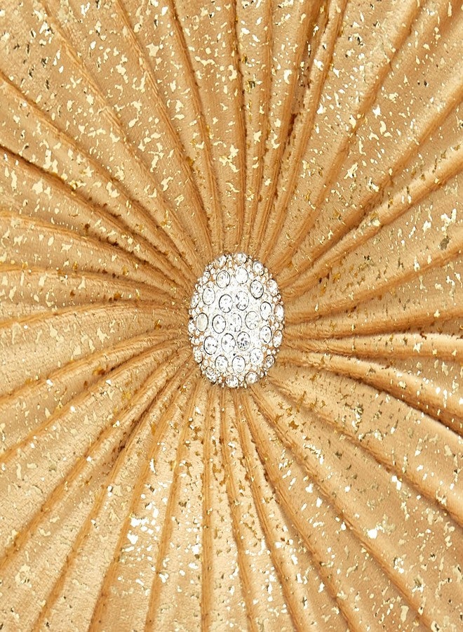 EUCIOR Round Throw Pillows,Golden Throw Pillows,Soft Spandex Velvet Fabric,Pumpkin Pleated Handmade Gold Round Velvet Decorative Pillow for Sofa Bedroom Livingroom(Golden) - Image 2