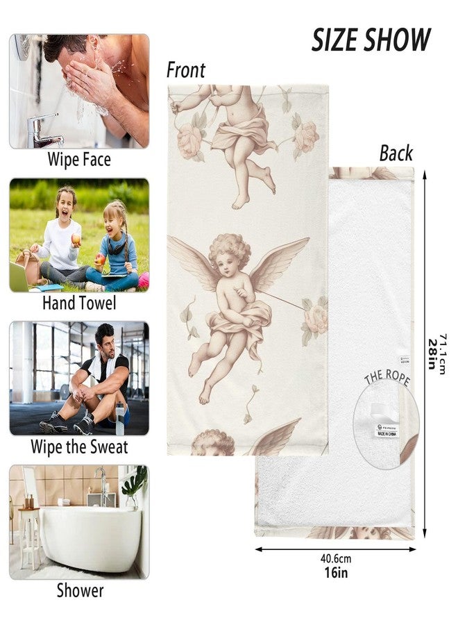 xigua Cartoon Angels Hand Towels Set of 2 Pack - 16 x 28 Inches Extra Absorbent Pure Cotton Towels, Super Soft Hand Towel for Bathroom, Hotel, Kitchen, Gym - Image 3