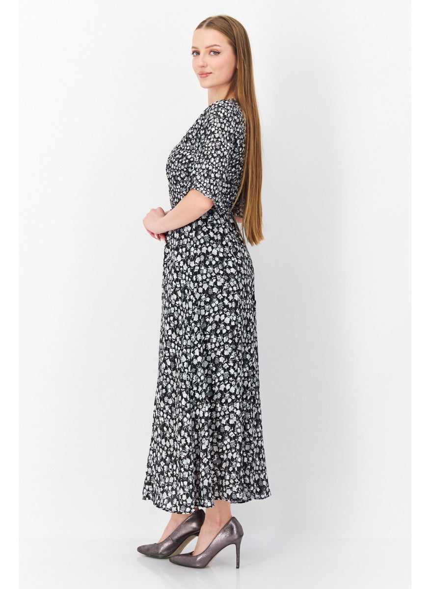 French Connection Women Floral Maxi Dress, Black  - Image 3