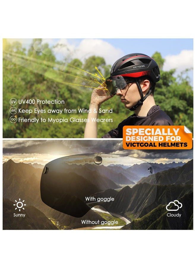 VICTGOAL Detachable Magnetic Bike Helmet Goggles Visor for VG110 Bicycle Helmet (Photochromic) - Image 3