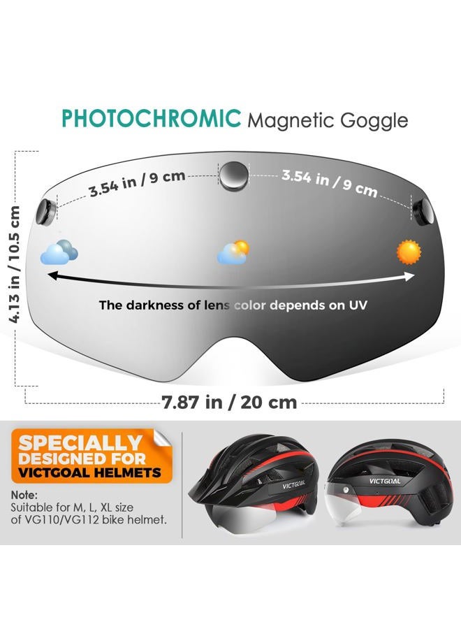 VICTGOAL Detachable Magnetic Bike Helmet Goggles Visor for VG110 Bicycle Helmet (Photochromic) - Image 4
