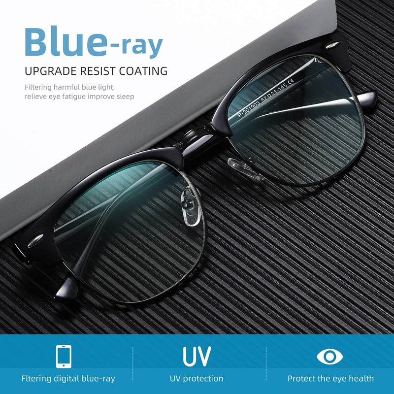 AOMASTE Store Blue Light Blocking Glasses Retro Semi Rimless UV400 Clear Lens Computer Eyewear For Men Women - Image 4