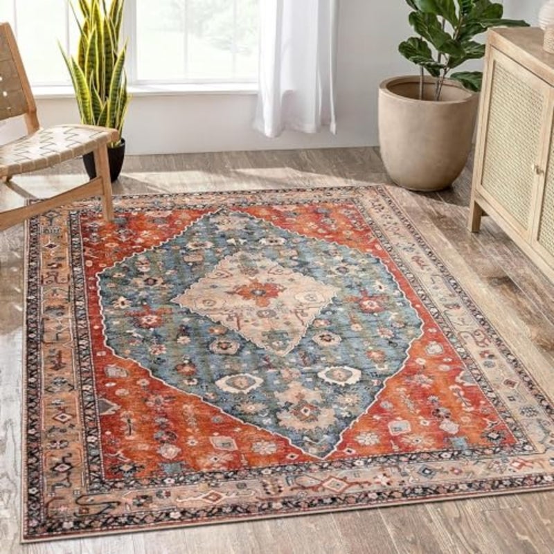 Area Rugs, Ultra-Thin Washble Rug, Persian Crystal Print Home Decor Area Rug, Stain Resistant Anti Slip Backing Rugs, for Bedroom, Dining Room, Home Office,140 * 200cm - Image 1