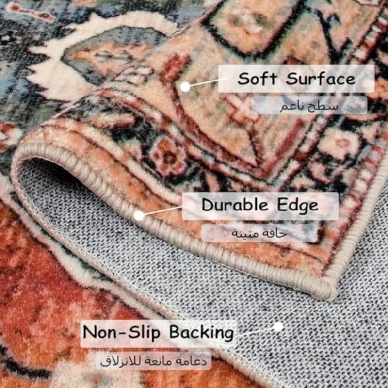 Area Rugs, Ultra-Thin Washble Rug, Persian Crystal Print Home Decor Area Rug, Stain Resistant Anti Slip Backing Rugs, for Bedroom, Dining Room, Home Office,140 * 200cm - Image 3