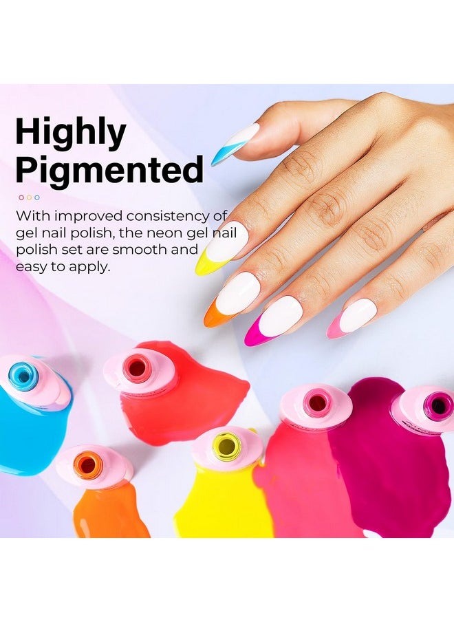 AIMEILI AIMEILI Hot Pink Neon Gel Nail Polish Soak Off Summer Yellow Gel Nail Lacquer, Neon Pink Neon Orange Blue Purple Nail Polish Color Gel Set Of 6pcs X 10ml - Kit Set 11  - Image 2