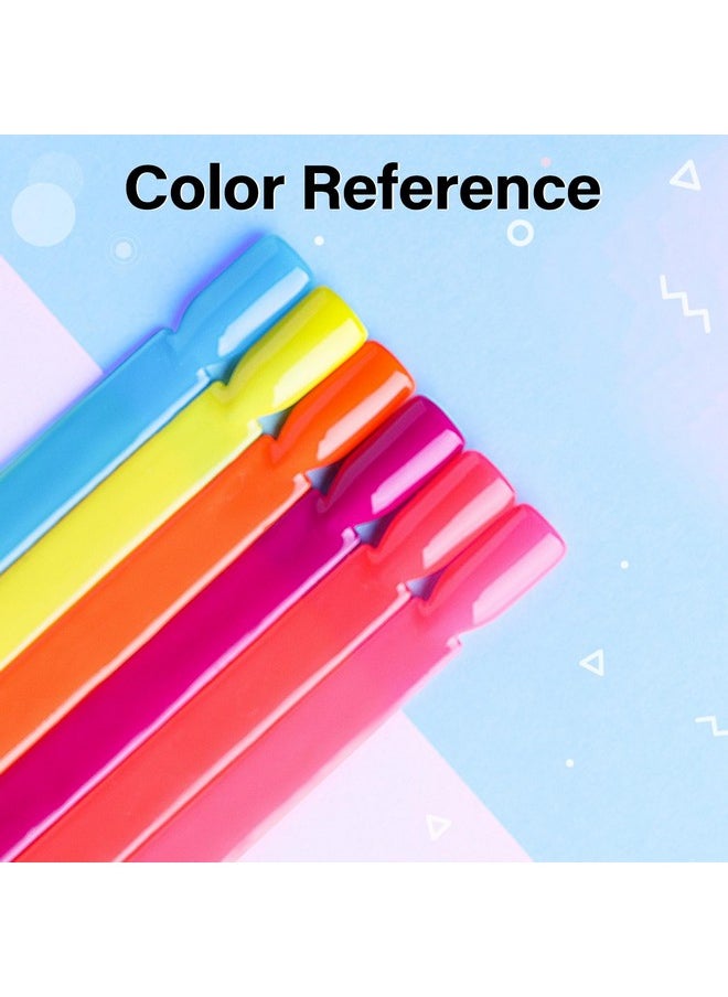 AIMEILI AIMEILI Hot Pink Neon Gel Nail Polish Soak Off Summer Yellow Gel Nail Lacquer, Neon Pink Neon Orange Blue Purple Nail Polish Color Gel Set Of 6pcs X 10ml - Kit Set 11  - Image 3