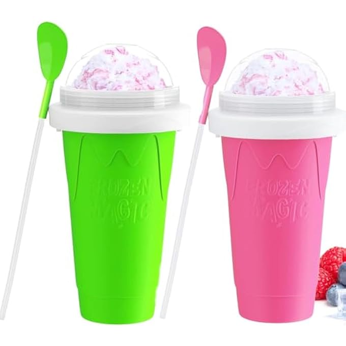 ايه دبليو اتش  أكواب صانعة السلاش، عبوة من قطعتين، أكواب تجميد فورية، أكواب ضغط للعصائر المثلجة والميلك شيك، صانعة مشروبات مجمدة محمولة قابلة لإعادة الاستخدام للمنزل، ألوان متنوعة - Image 1
