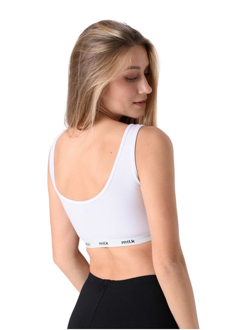Milk Women Soft Non Padded Bra (Wide Strap) White  - Image 3