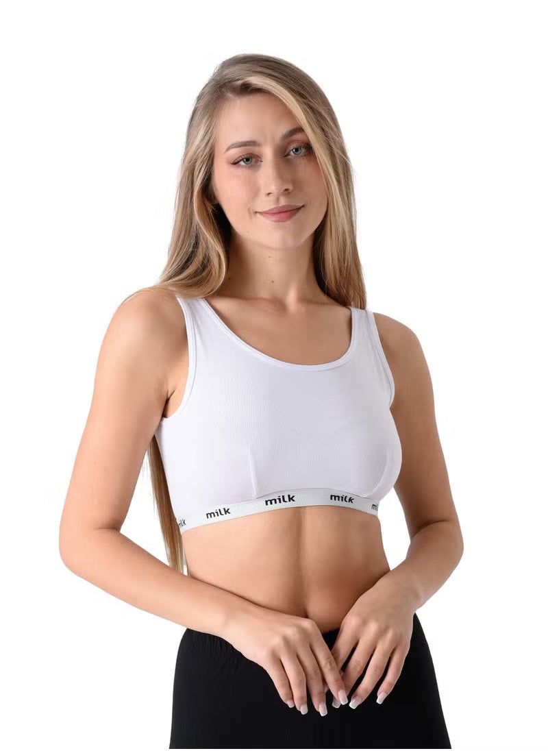 Milk Women Soft Non Padded Bra (Wide Strap) White  - Image 2