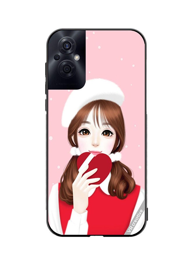 VR CREATIVE Protective Case Cover For Oppo Reno8 Z Girl Holding Heart Design Multicolour - Image 1