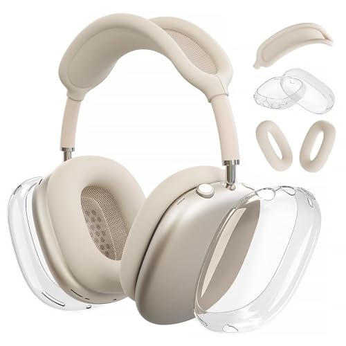 Woyinger Silicone Ear Covers for Airpod Max Accessories, Clear Ear Cups Sheel/Headband Cover/Ear Pad Case for AirPods Max Headphones (USB-C/Lightning)(2024/2020),Starlight - Image 1