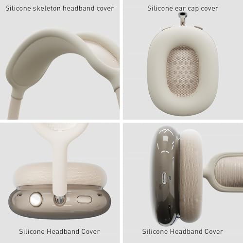 Woyinger Silicone Ear Covers for Airpod Max Accessories, Clear Ear Cups Sheel/Headband Cover/Ear Pad Case for AirPods Max Headphones (USB-C/Lightning)(2024/2020),Starlight - Image 3
