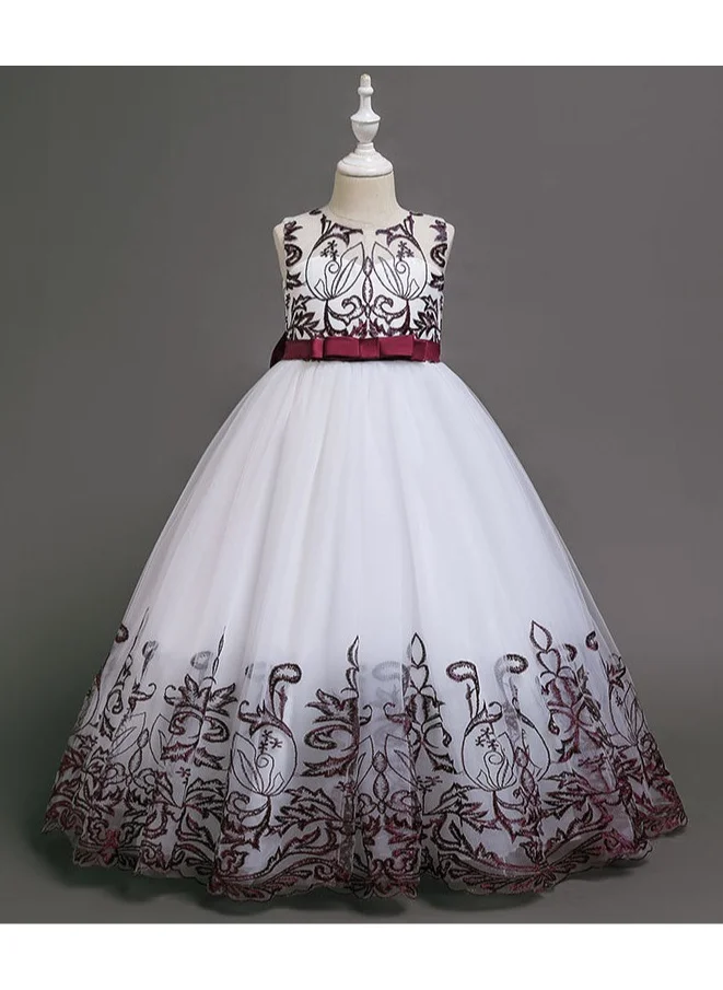 دىدانيالا D' Daniela - Lace Applique Ball Gown Maroon Red