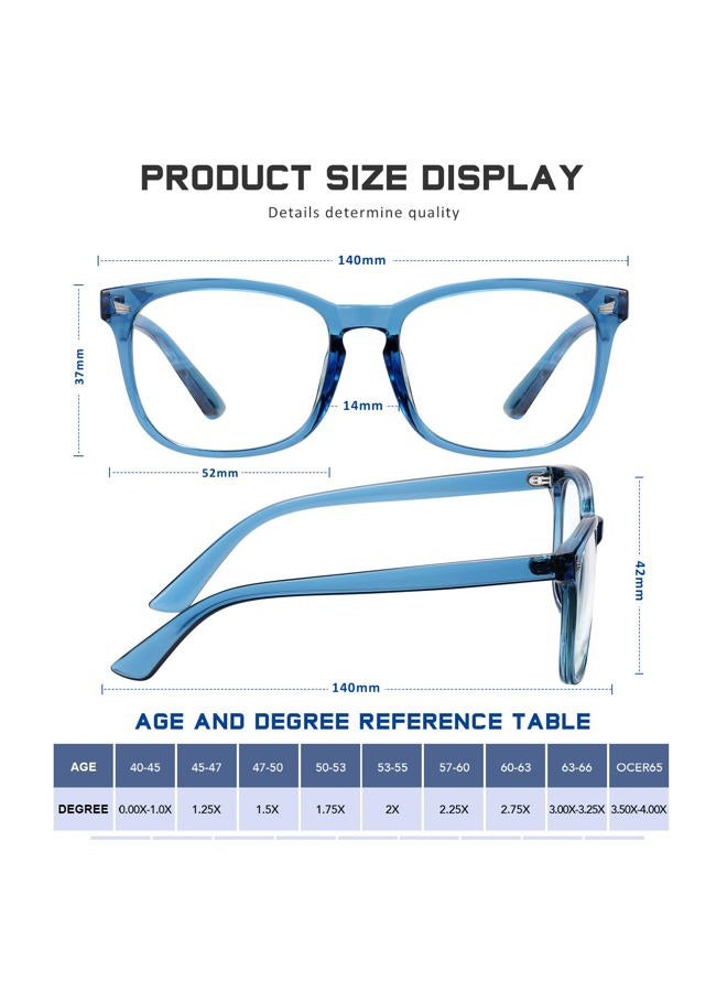 Jectieey Reading Glasses for Women Men - Blue Light Blocking UV Filter Computer Readers,Anti Eyestrain Eyeglasses(Transparent Blue, 1.75X) - Image 3