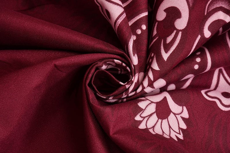 VIVEA RESERVE Bed Sheet for Double Bed with 2 Pillow Covers, 300 TC Cotton Feel Glace Cotton (90" x 100" inches, Wine) - Image 3