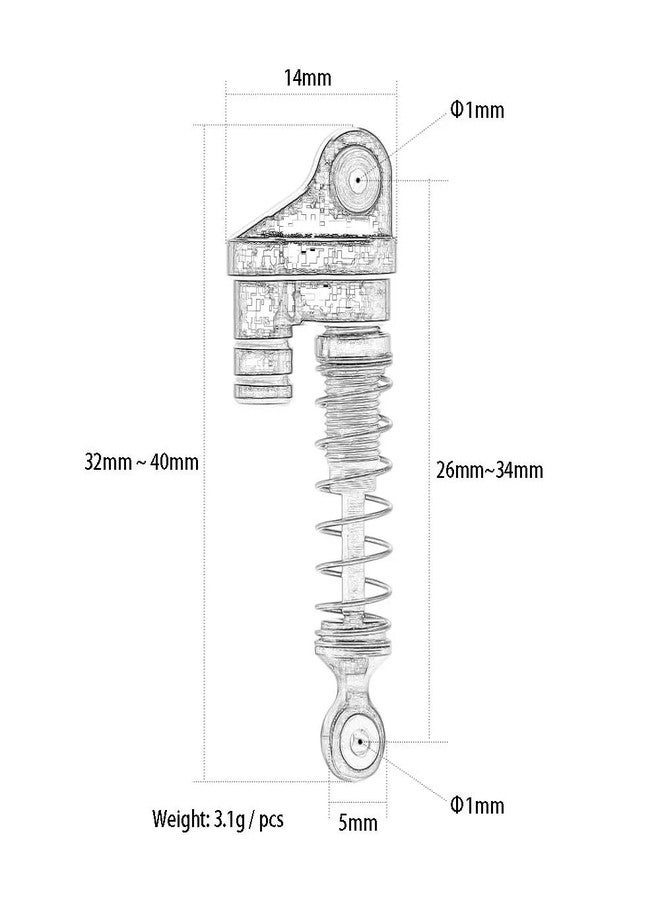 UURCSKY Alloy Shock Absorber AXI31612 for RC Car 1/24 Axial SCX24 1967 AXI00001 Wrangler 90081 Deadbolt AXI00002 AXI00004 4Pcs/Set (Black) - Image 3