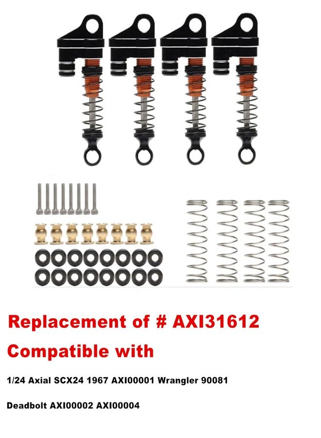 UURCSKY Alloy Shock Absorber AXI31612 for RC Car 1/24 Axial SCX24 1967 AXI00001 Wrangler 90081 Deadbolt AXI00002 AXI00004 4Pcs/Set (Black) - Image 2