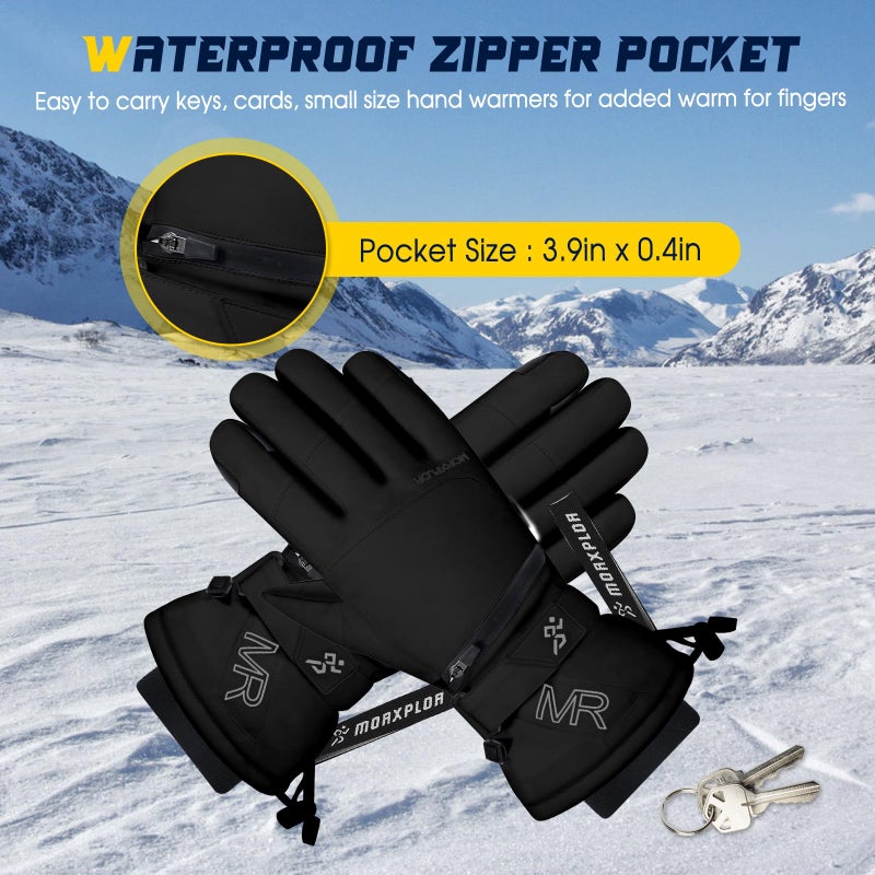 MORXPLOR Ski Snow Gloves for Men Women,3M Thinsulate Insulated Warm Winter Snowboard Windproof Winter Touchscreen Snowmobile Gloves for Cold Weather - Image 5
