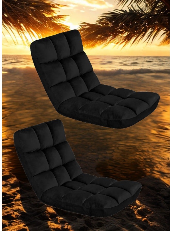 سمارت هوم طقم كراسي تخييم يتكون من كرسيان ، كرسي أرضي قابل للطي فخم مبطن ومريح وناعم الملمس ، مقعد رحلات ،كرسي رياضي، كرسي خارجي وكرسي حديقة - Image 2