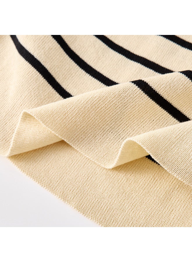 PLANDOO Short Crop Top For Women, Striped Knitted Shirt With Ruffles For A Slimming Effect, Spring And Autumn Style - Image 5