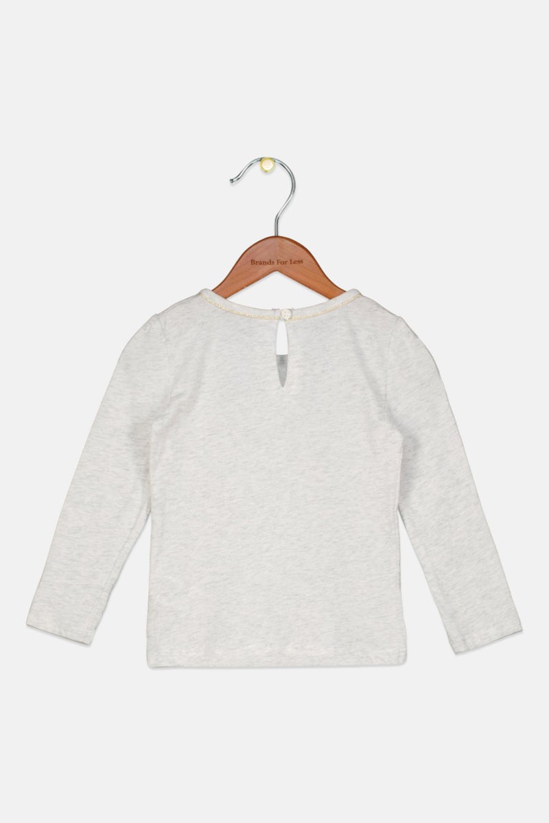 carter's Toddlers Girl Christmas Joy Jersey Long Sleeve T Shirt, Grey Combo - Image 2