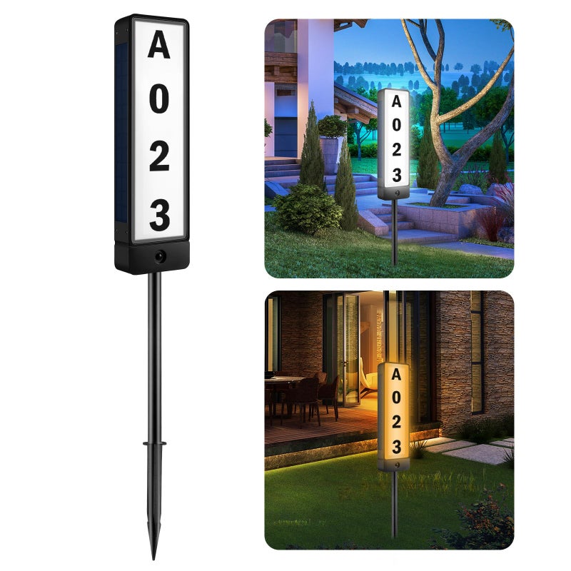 T-SUNUS TSUNUS Solar House Numbers for Outside Double Sided Address Sign Vertical LED Illuminated Lighted Plaques IP65 Waterproof Driveway Marker Street Signs for Home Yard WarmCold White - Image 2