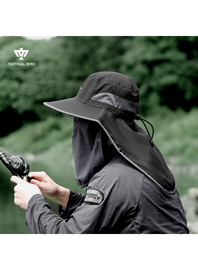 Tactical Bird Fishing Sun Protection Hat Men Summer Outdoor Sunshade Fisherman Hat Large Head Cirference Uv Protection Female Face Mask - Image 1