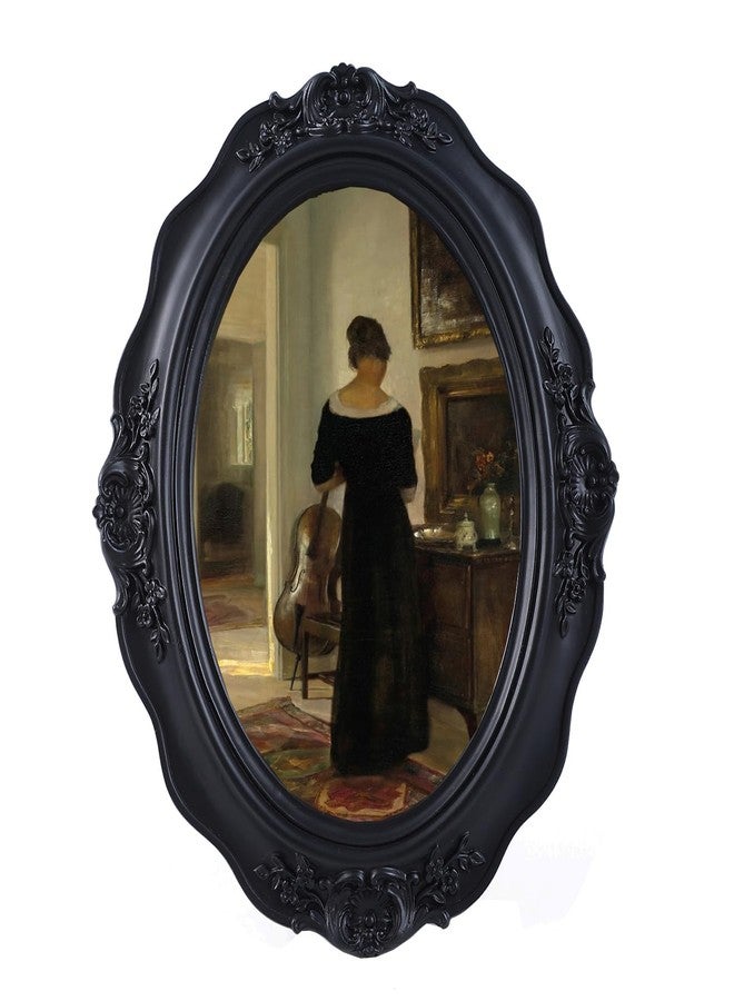 SIKOO Vintage Picture Frames 5x7 Antique Oval Picture Frame Tabletop and Wall Mount Vintage Wall Decor Black - Image 1