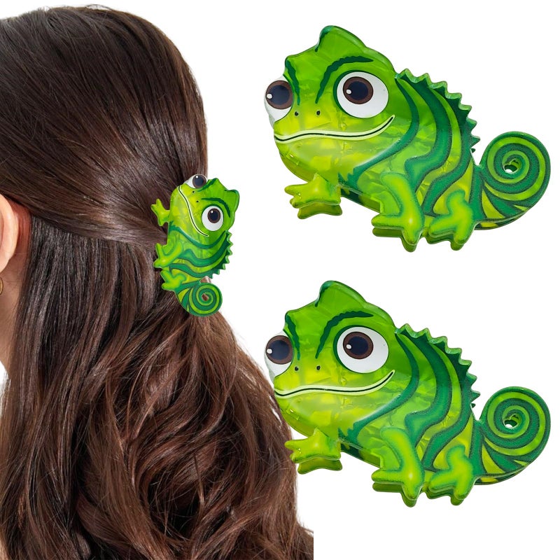 Arvintas 2 PACK Green Lizard Hair Claw Clips, Cute Dinosaur Acetate Hair Barrette Accessories for Women Girls - Image 1