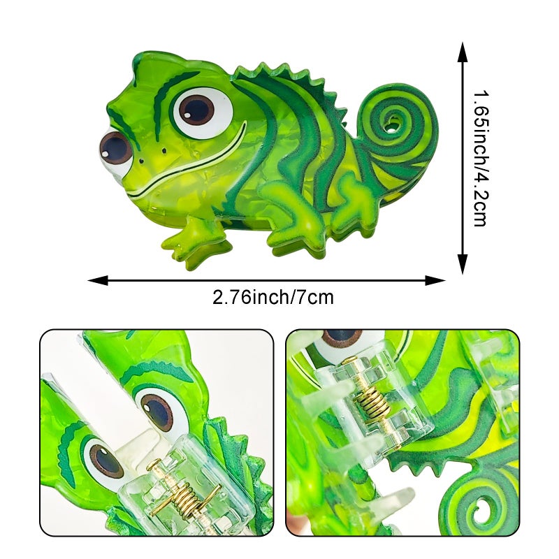 Arvintas 2 PACK Green Lizard Hair Claw Clips, Cute Dinosaur Acetate Hair Barrette Accessories for Women Girls - Image 2