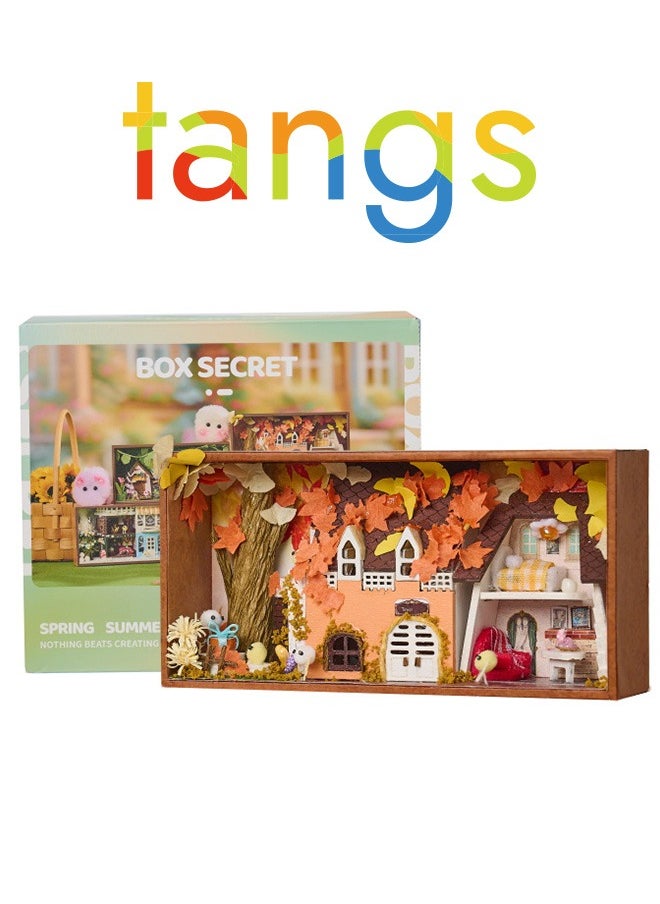 tangs Autumn Ember Cottage Kit - DIY Miniature House with Maple Leaves & Vintage Window | Seasonal Craft for Home & Café (Collectible Fall Decor)  - Image 1