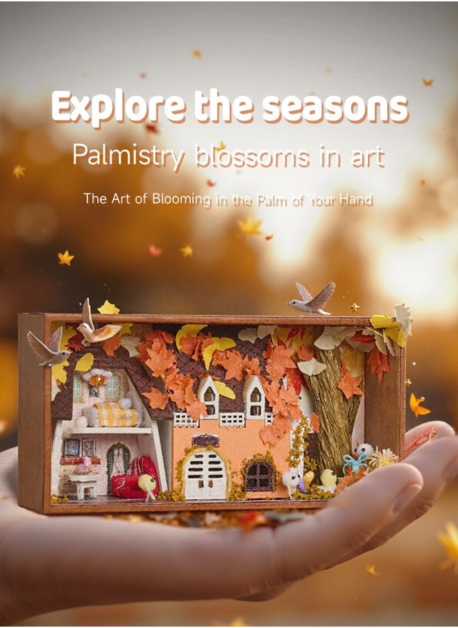 tangs Autumn Ember Cottage Kit - DIY Miniature House with Maple Leaves & Vintage Window | Seasonal Craft for Home & Café (Collectible Fall Decor)  - Image 2