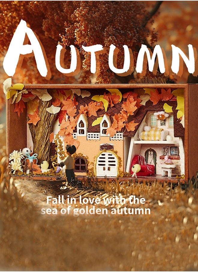 tangs Autumn Ember Cottage Kit - DIY Miniature House with Maple Leaves & Vintage Window | Seasonal Craft for Home & Café (Collectible Fall Decor)  - Image 3