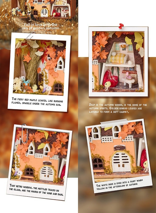 tangs DIY Miniature House Kit, Season theme(Autumn) Box Secert Dollhouse with Furniture ,Adults Teens Mini House Building Kit,3D Wooden Crafts Tiny House Model,EID,Birthday Gifts,Friends Present,Home Table Decor, Stress Relief Fidget Toy - Image 5