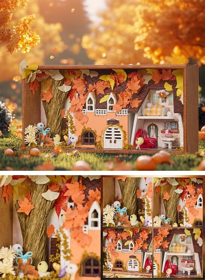 tangs DIY Miniature House Kit, Season theme(Autumn) Box Secert Dollhouse with Furniture ,Adults Teens Mini House Building Kit,3D Wooden Crafts Tiny House Model,EID,Birthday Gifts,Friends Present,Home Table Decor, Stress Relief Fidget Toy - Image 4