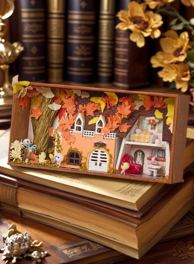 tangs DIY Miniature House Kit, Season theme(Autumn) Box Secert Dollhouse with Furniture ,Adults Teens Mini House Building Kit,3D Wooden Crafts Tiny House Model,EID,Birthday Gifts,Friends Present,Home Table Decor, Stress Relief Fidget Toy - Image 3
