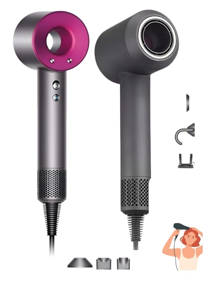 Electric Hair Dryer With Negative Ion Hair Health Care Professional Quick Dry 1500W 3 Heat Settings 3 Speed 3 Nozzles Home Powerful Hairdryer Constant Anion Hair Dryer - Image 1