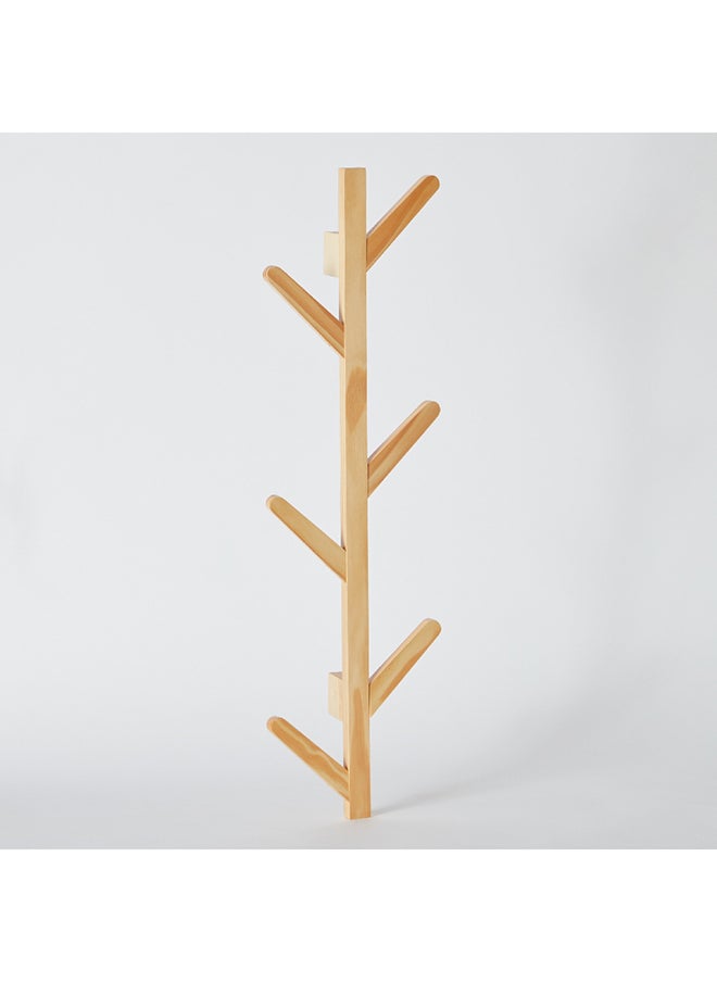 Home Box - Natura Wooden 6-Peg Wall Mounted Tree Rack 22 x 78 x 7 cm - Image 1