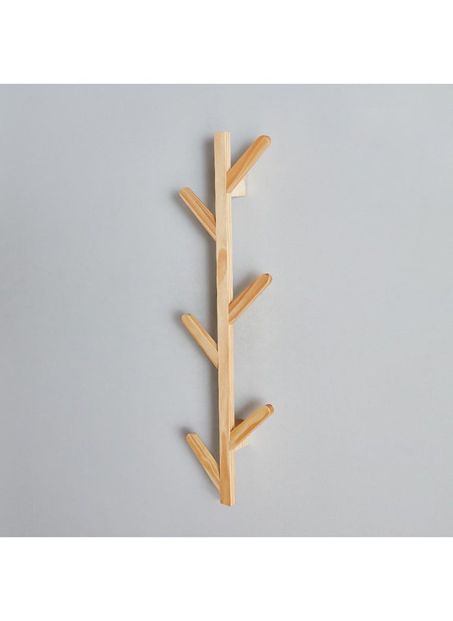 Home Box - Natura Wooden 6-Peg Wall Mounted Tree Rack 22 x 78 x 7 cm - Image 1